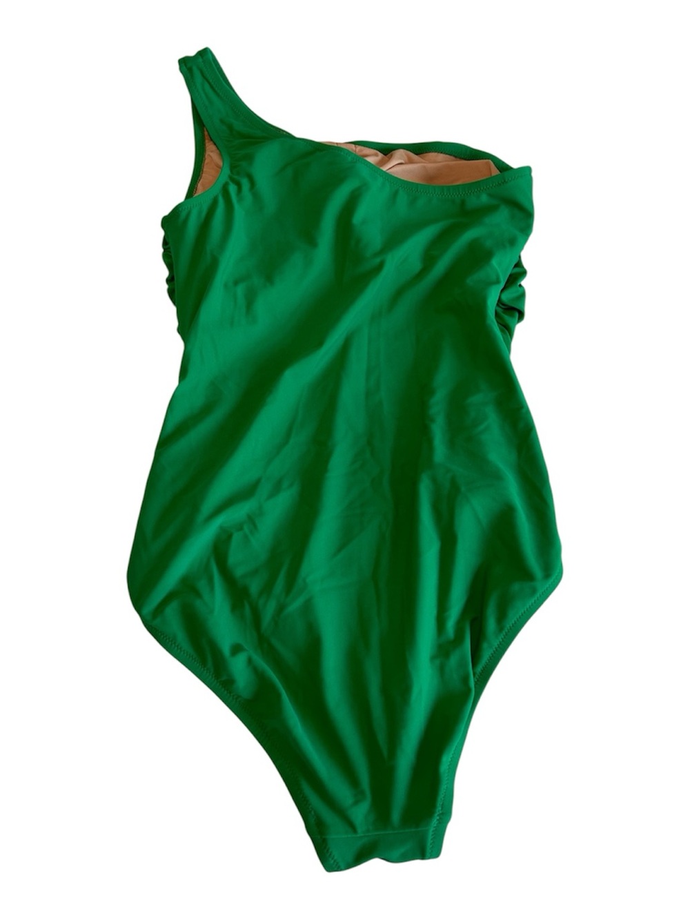 J. Crew One-Shoulder Emerald Green Ruched Women’s Swimsuit - Picture 4 of 10
